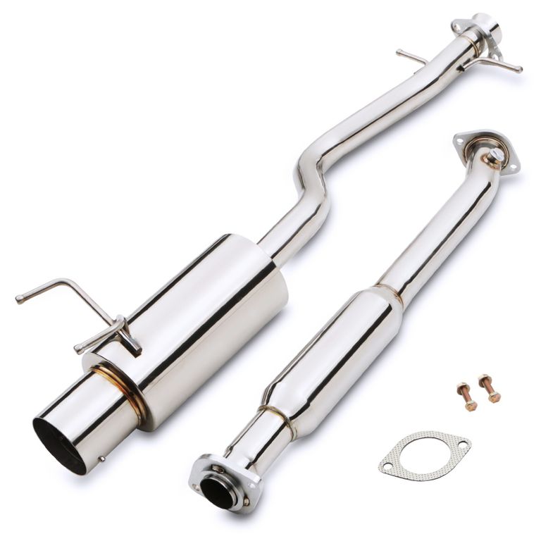 Gravity Edelstahl-Abgasanlage Lexus IS200 XE10 2.0 1998-2005 - Motorsport - Lieferumfang mit Rohrabschnitten, Schalldämpfern und abgebildetem Montagematerial