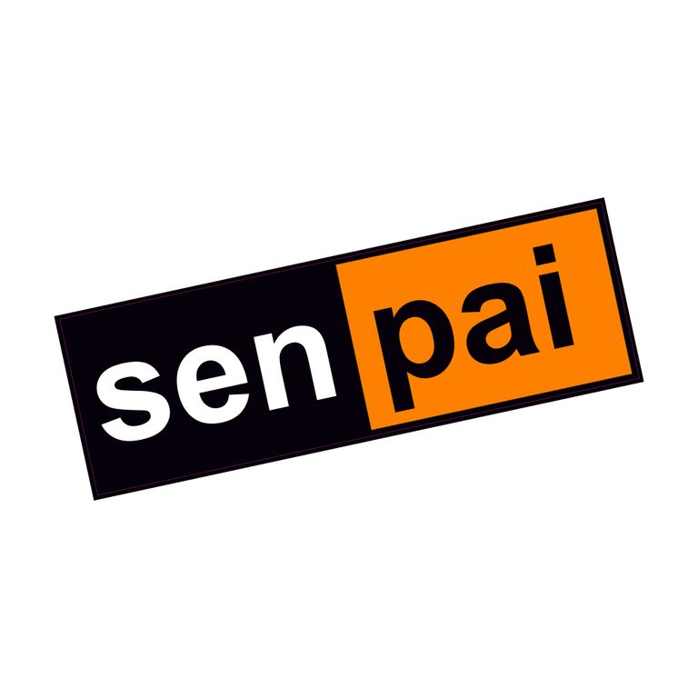 Senpai Hub Sticker in Schwarz, Orange und Weiß - Motivansicht